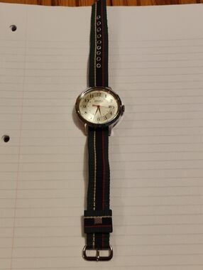 Brooks Brothers Striped NATO Strap Watch with Silver Dial